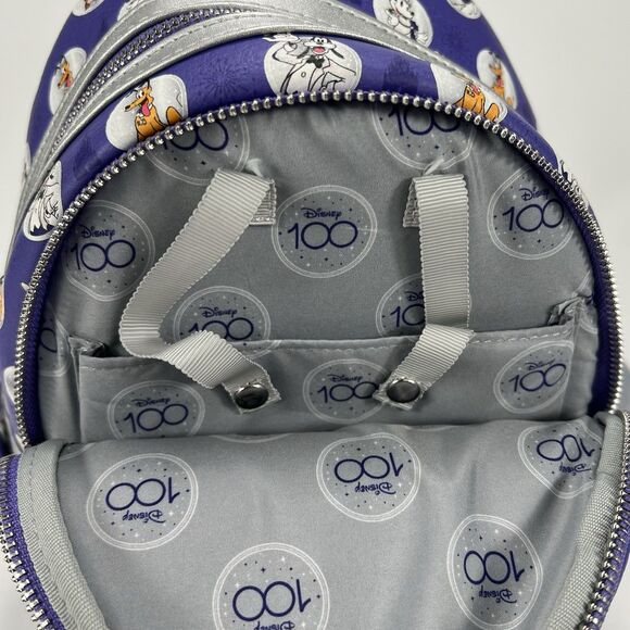 Disney Loungefly Mini Backpack 100th Anniversary Purple Sparkle 2023 - Picture 13 of 13
